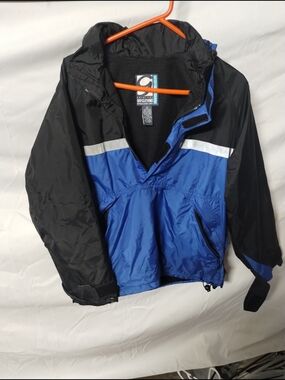 GAP Black Jacket with White and Teal Logo Patch